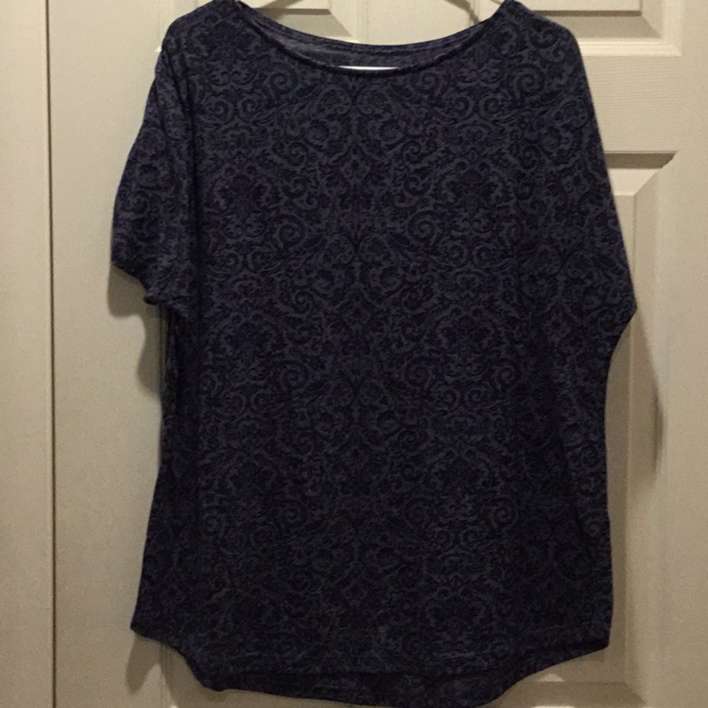 St Johns Bay Navy Placard Print sleeveless Top, size XXL, Side Ties at Arms
